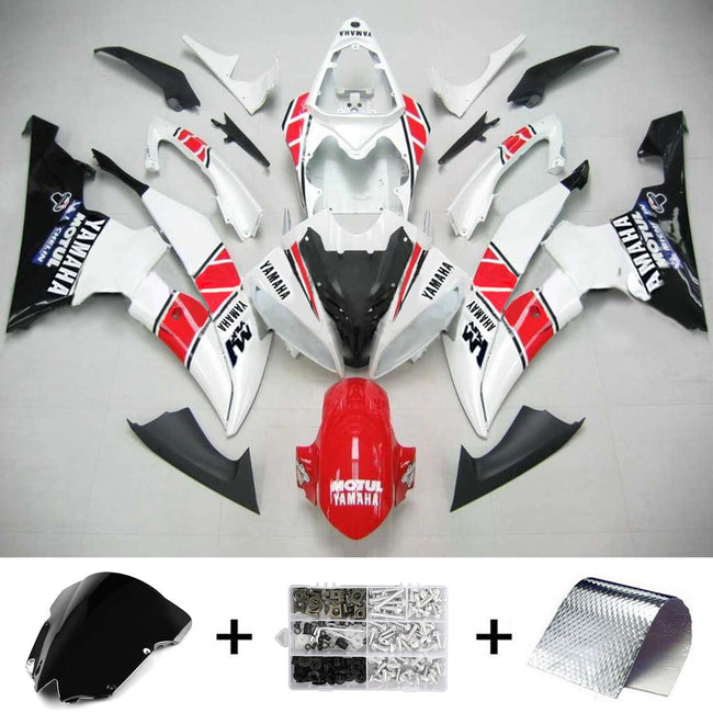 Amotopart Yamaha 2008-2016 YZF 600 R6 White Red Fearing Kit