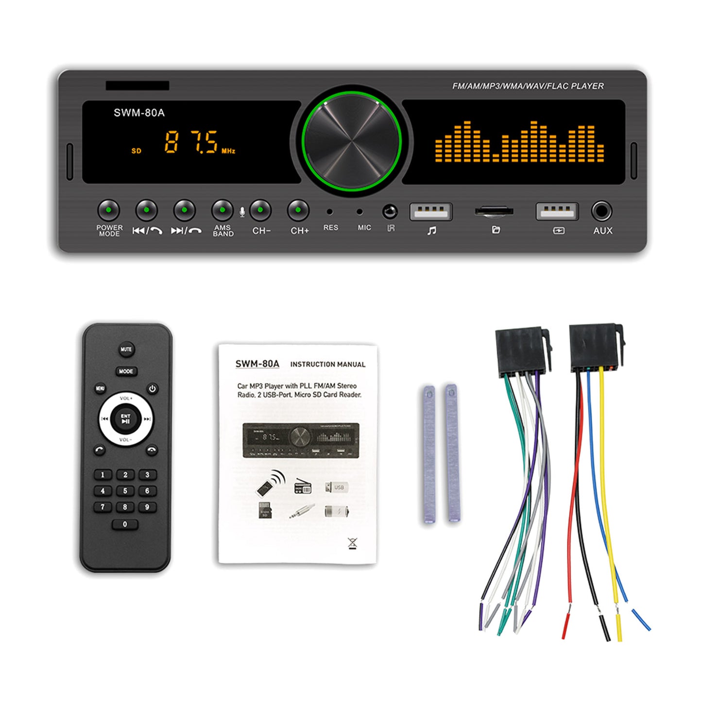 Autoradio 1 DIN avec télécommande Bluetooth prenant en charge le positionnement du lecteur MP3 FM