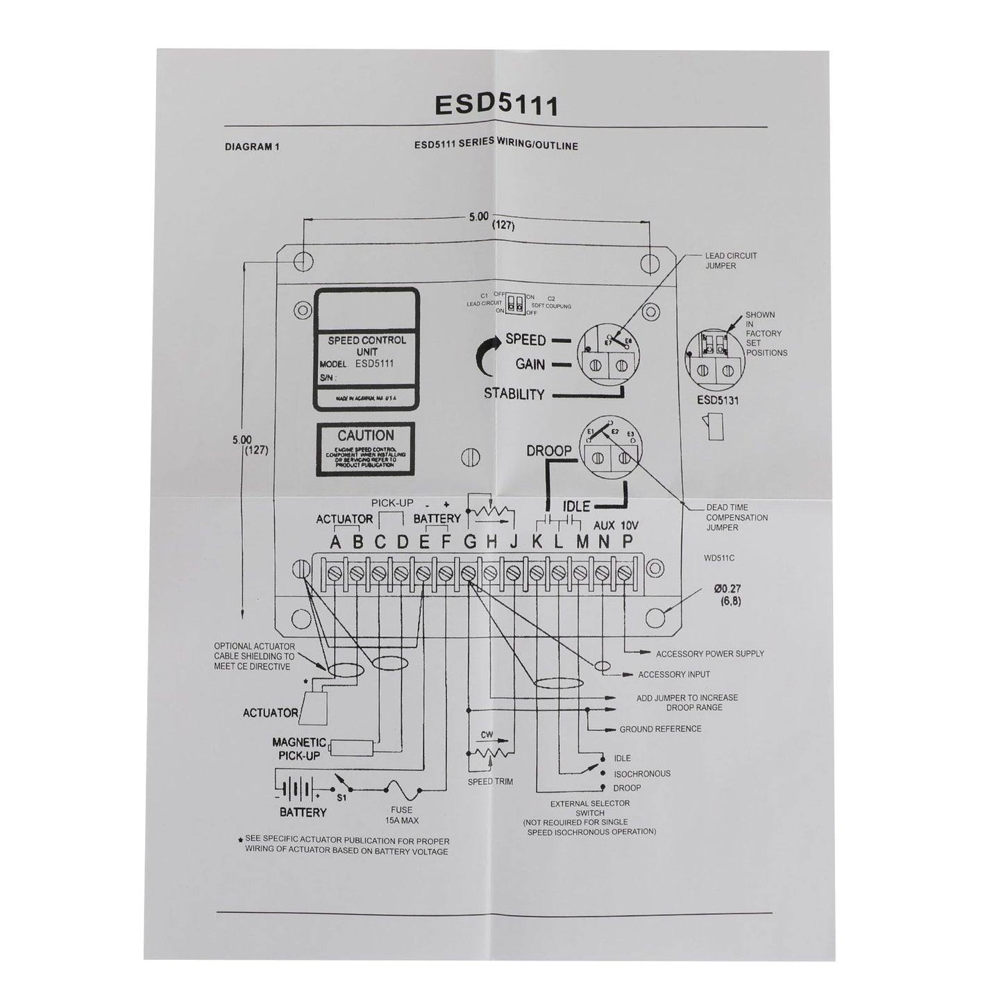 ESD5111 Elektronischer Motordrehzahlregler für Generator-Generator-Teile