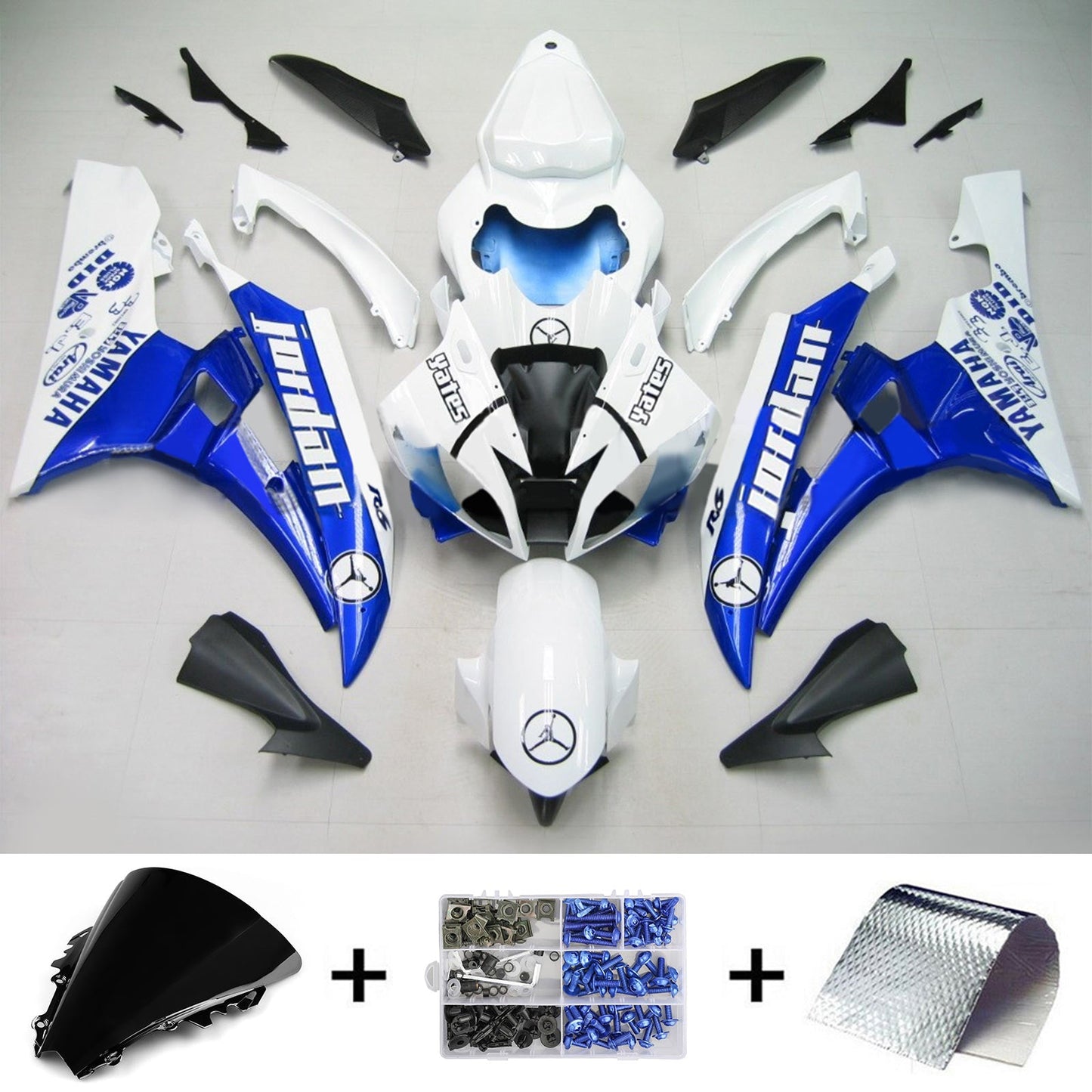 Amotopart Yamaha 2006-2007 YZF 600 R6 White Blue Fairing Kit