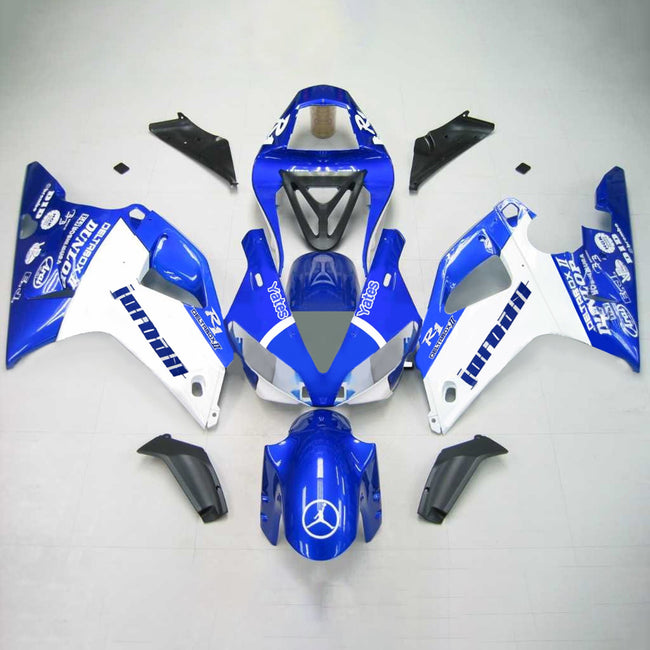 Amotopart 2000-2001 Yamaha YZF 1000 R1 Blue & White Fairing Kit