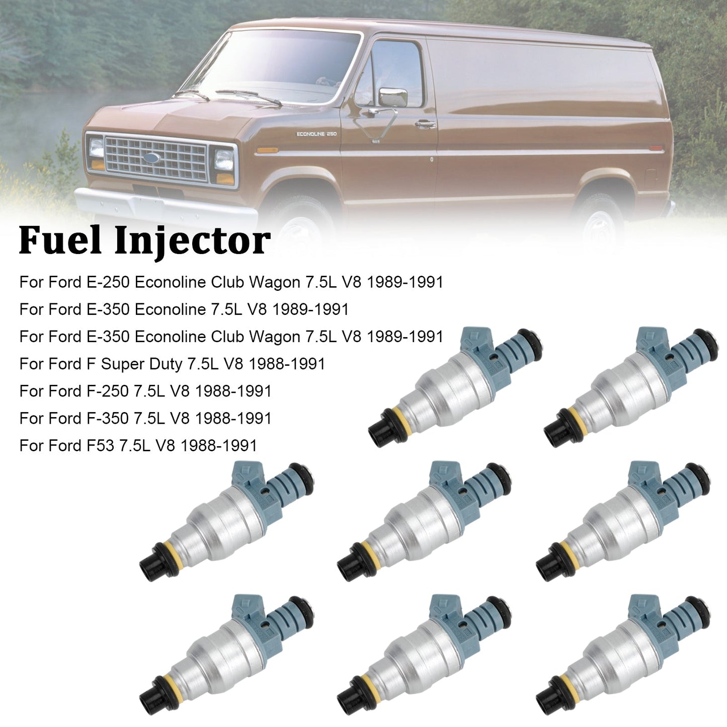 1988–1991 Ford E-250 E-350 7,5 l V8 822–11120 8 Stück Einspritzdüsen 0280150759