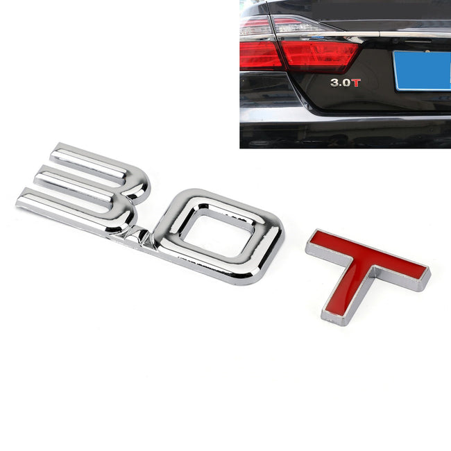 Autocollant d'insigne d'emblème en métal 3.0T 3D pour Audi A3 A4 A5 A6 A7 B6 B7 B8 Q3 Q5