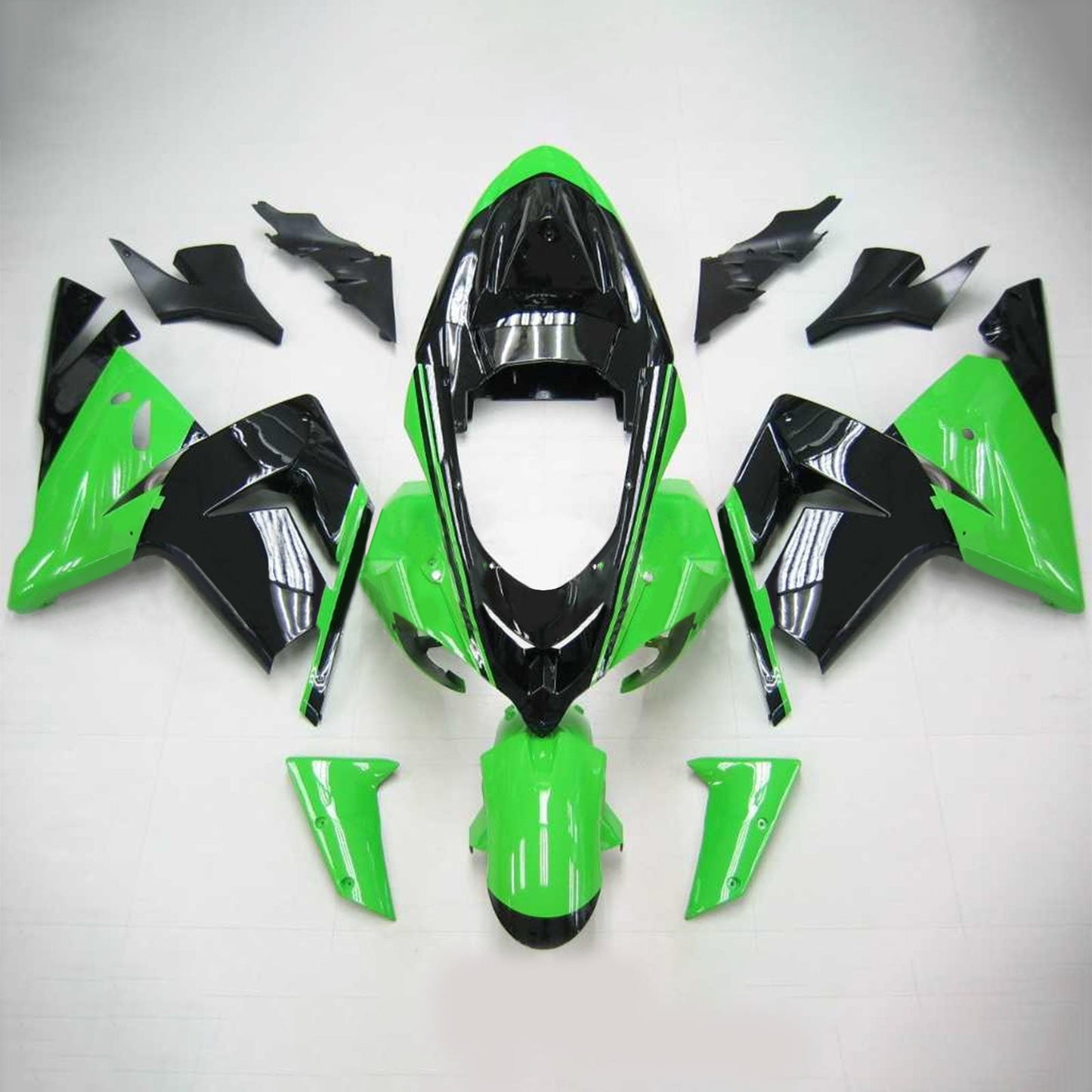 Amotopart Kawasaki 2004-2005 ZX10R Schwarzes Green Verkleidungskit