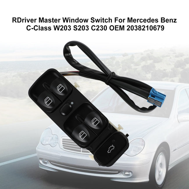 Treiber-Master-Fensterschalter für Mercedes Benz C-Klasse W203 S203 C230 2038210679 Generic