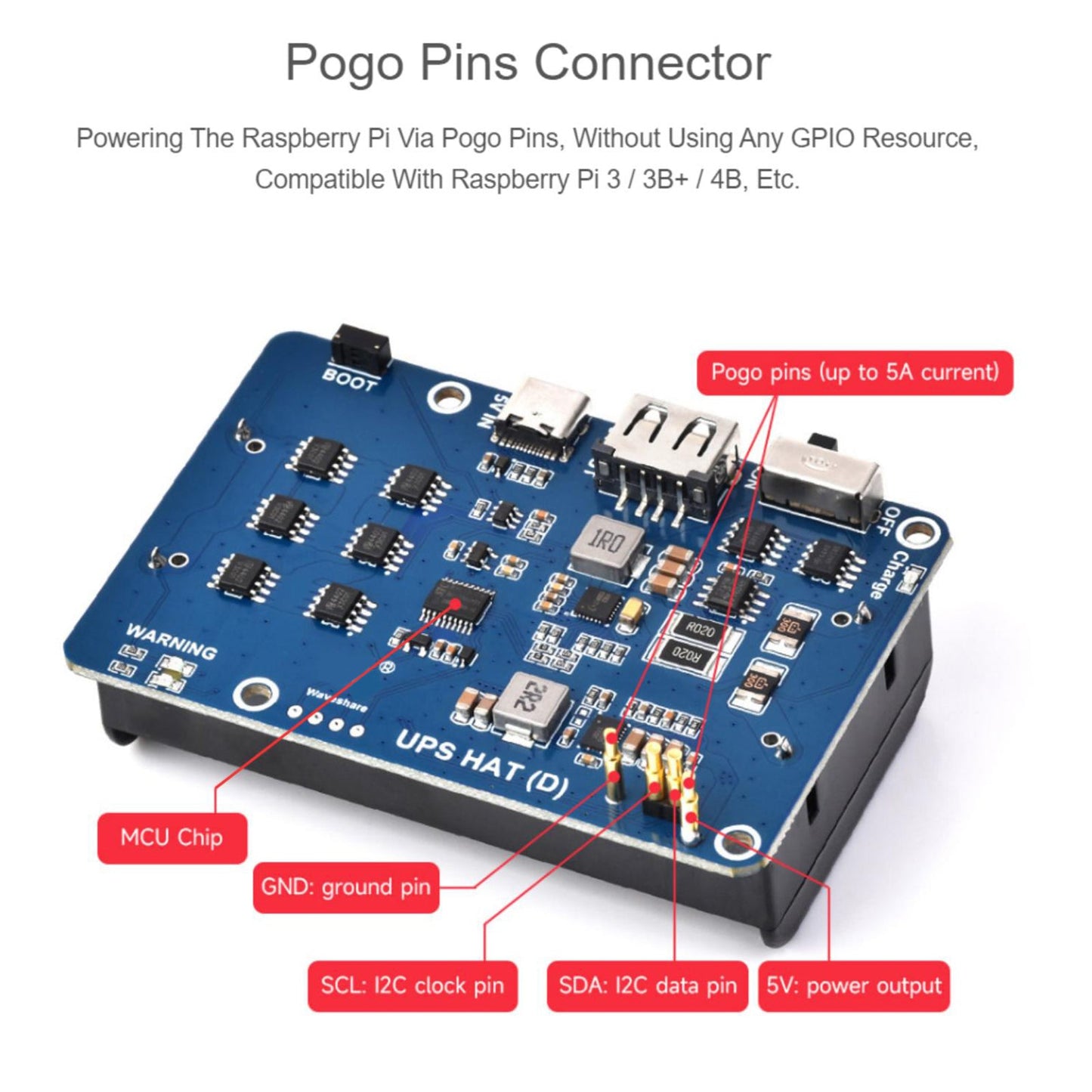 UPS HAT (D) Kit für Raspberry Pi 5V unterbrechungsfreies Stromversorgungsmodul