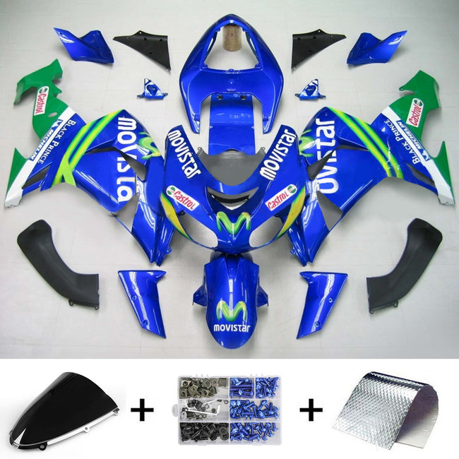 Amotopart Kawasaki ZX10R 2006-2007 Kit de carénage bleu brillant