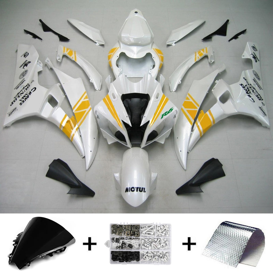 Amotopart Yamaha 2006-2007 YZF 600 R6 Blanc Jaune Craignant Kit