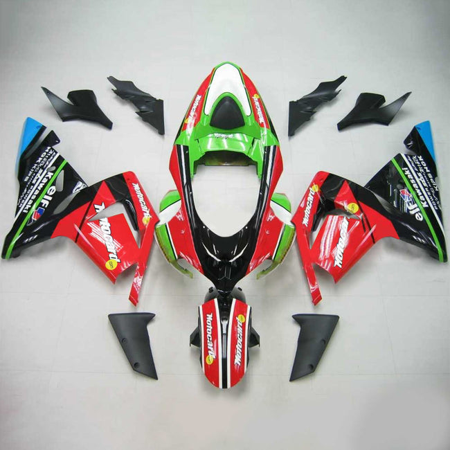 Amotopart Kawasaki 2004-2005 ZX10R Red Green Fearing Kit