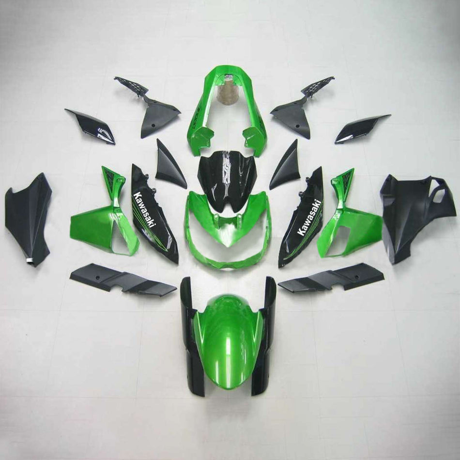 Amotopart Kawasaki Z1000 2010-2013 Kit de carénage vert brillant noir