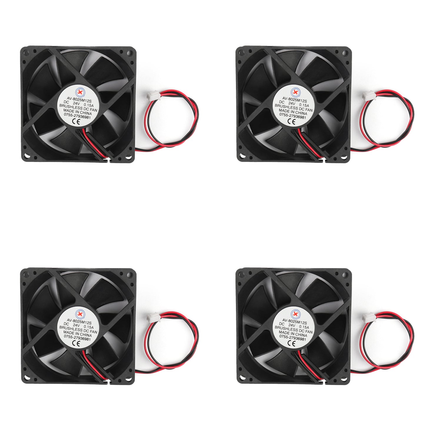 4 pièces dc brushless refroidissement pc ventilateur d'ordinateur 24v 8025s 80x80x25mm 0.2a 2 broches fil