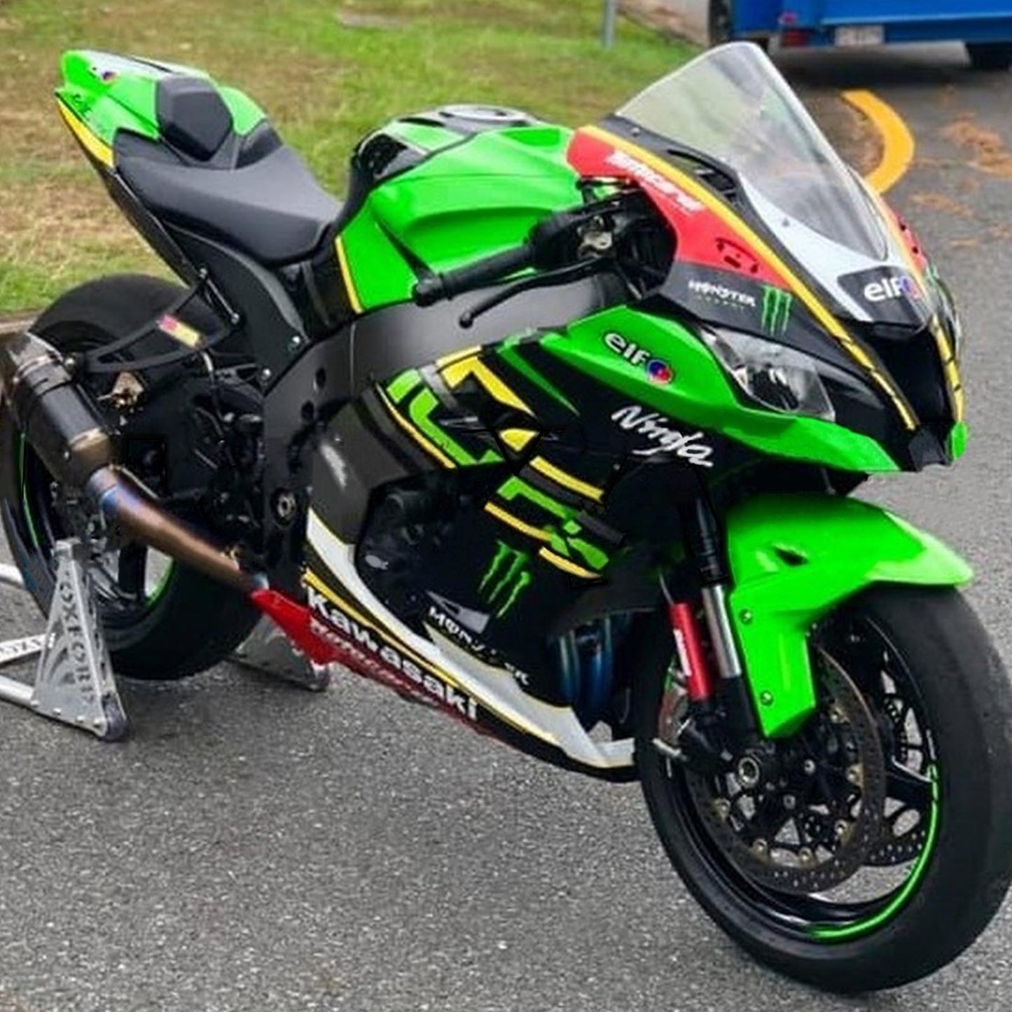 Amotopart Kawasaki 2016-2019 ZX10R Kit de déclenchement de mélange de couleurs vert noir