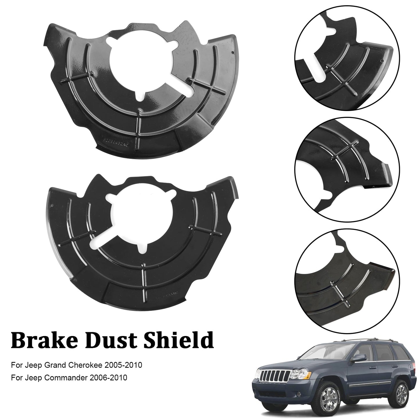 Rechts + links vorne Bremsstaubschutz passend für Jeep Grand Cherokee Commander 2005–2010