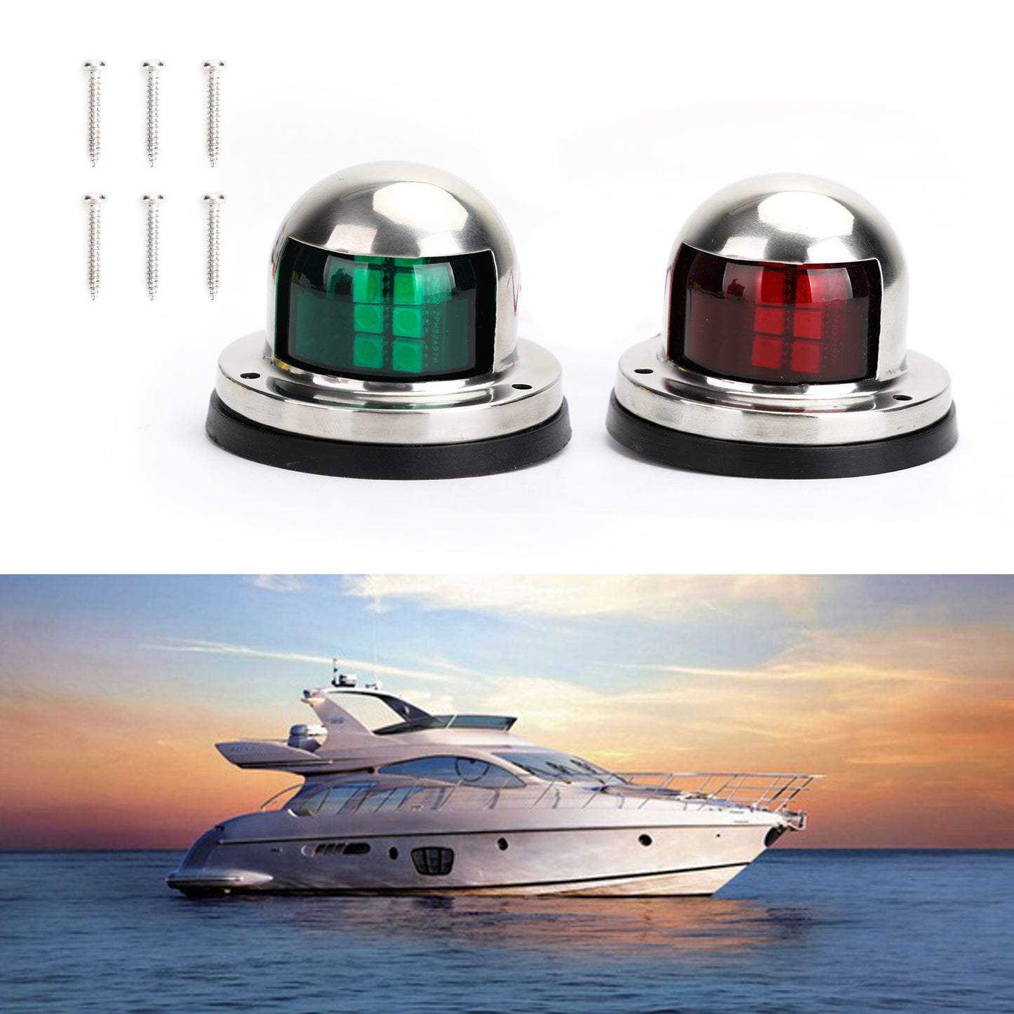 2 pièces LED feux de navigation feu de position feu de position bateau 12V acier inoxydable
