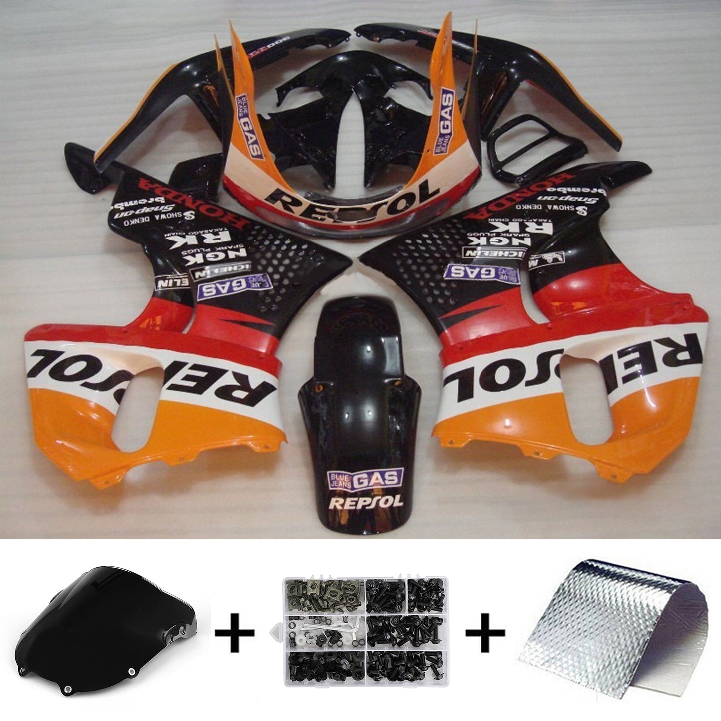 Amotopart Honda CBR900RR 893 1996-1997 Kit de carénage Corps Plastique ABS