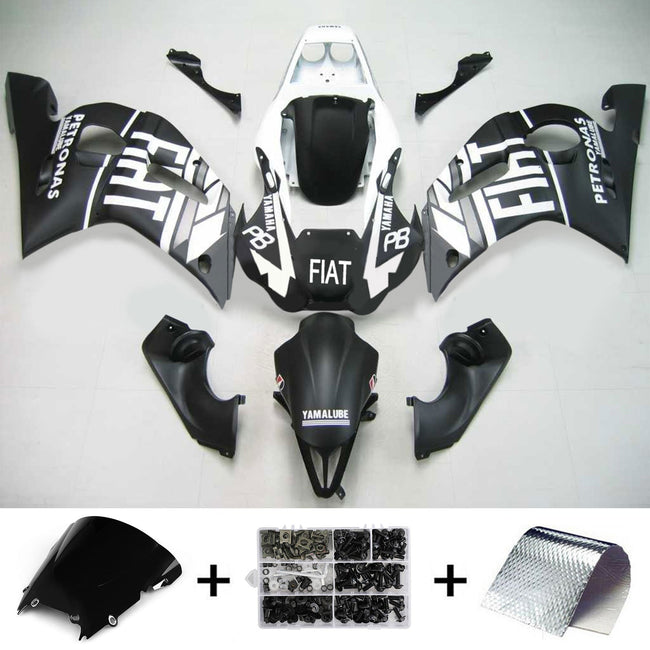 Amotopart Yamaha 1998-2002 YZF 600 R6 Mattes Black White Fearing Kit
