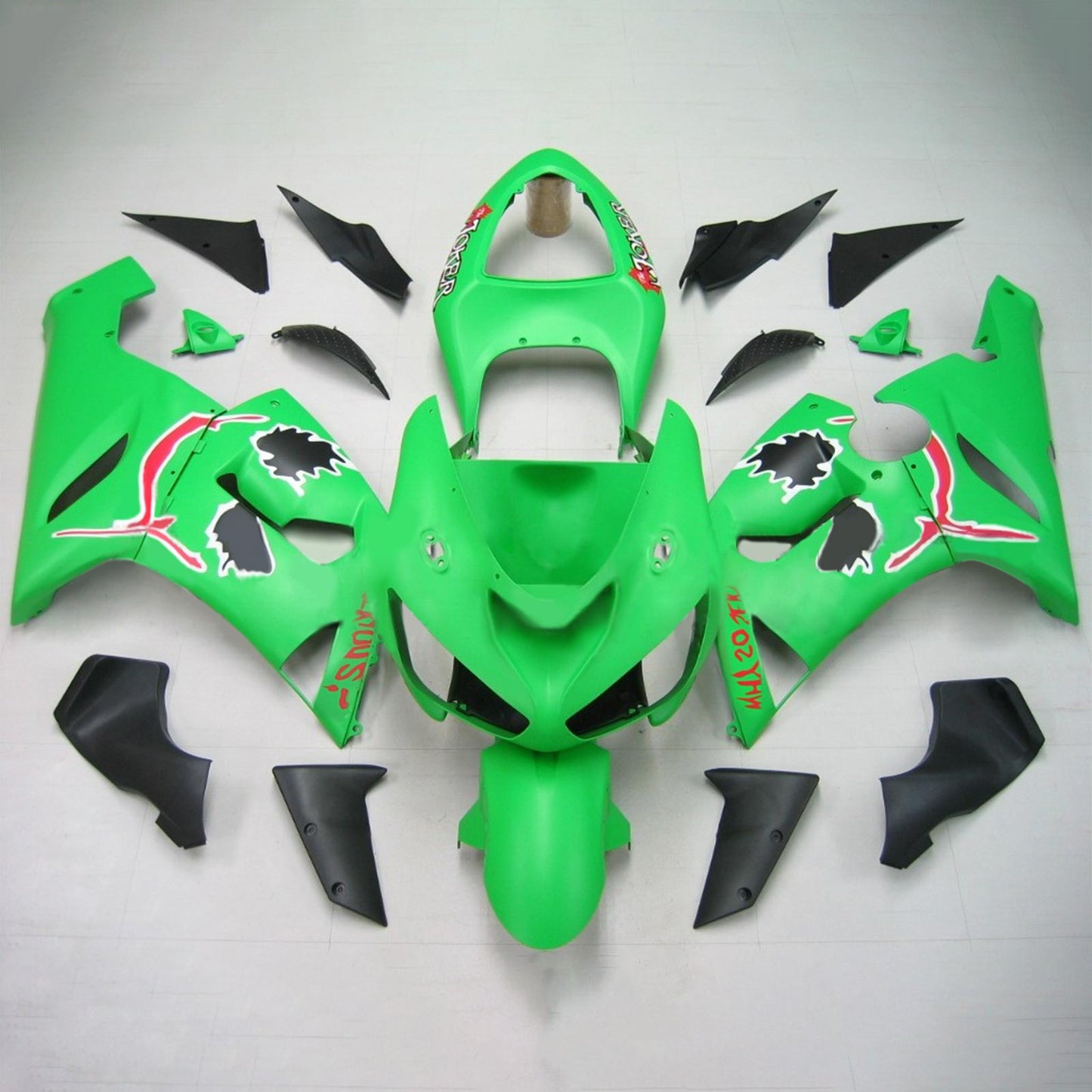 Amotopart Kawasaki 2005-2006 ZX6R 636 Green Fearing Kit