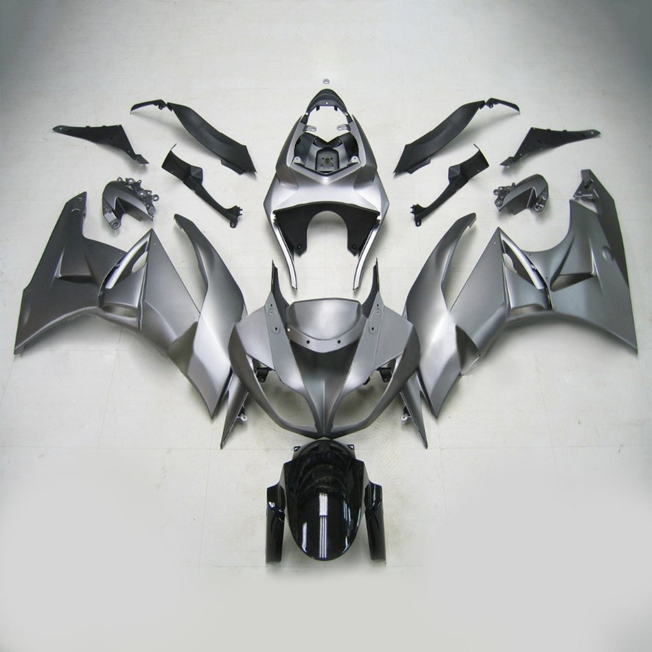 Amotopart Kawasaki 2009-2012 ZX6R 636 Kit de carénage gris argent