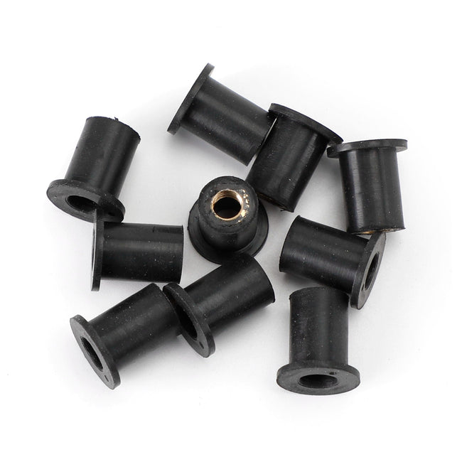 10 Stück M5-Gummi-Nutmuttern für Windschutzscheibe und Verkleidung, 5-mm-Nutmuttern, passend für 10-mm-Loch