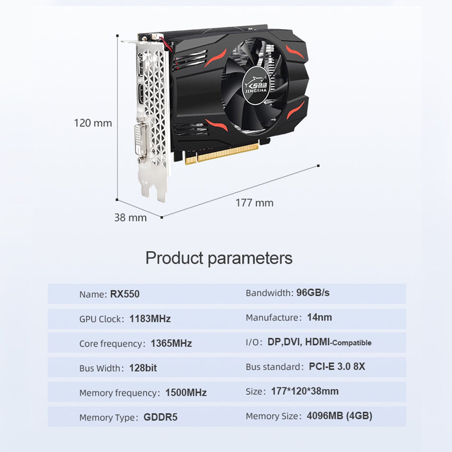 RX550 DDR5 4G-Grafikkarte, unabhängige Grafikkarte, HD-Display-Schnittstelle