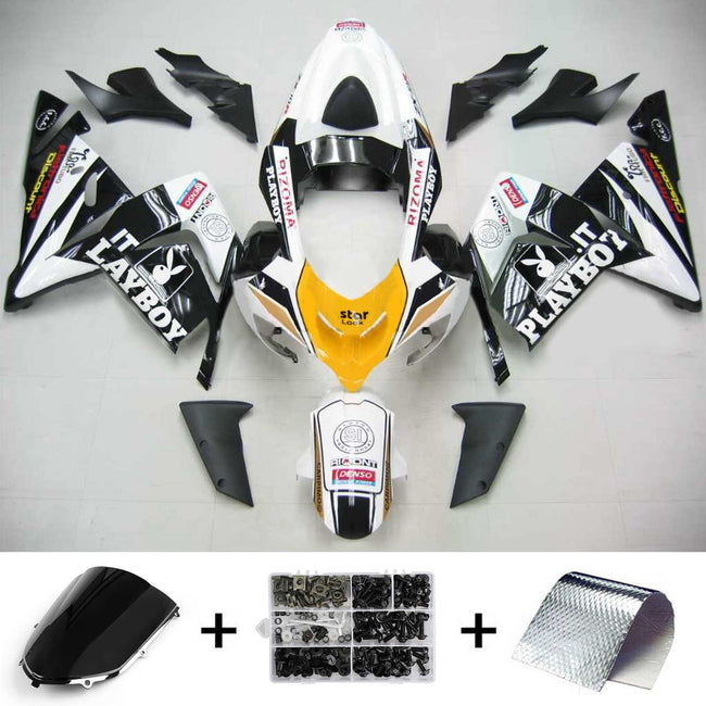 Amotopart Kawasaki 2004-2005 ZX10R Kit de carénage Playboy Noir Blanc