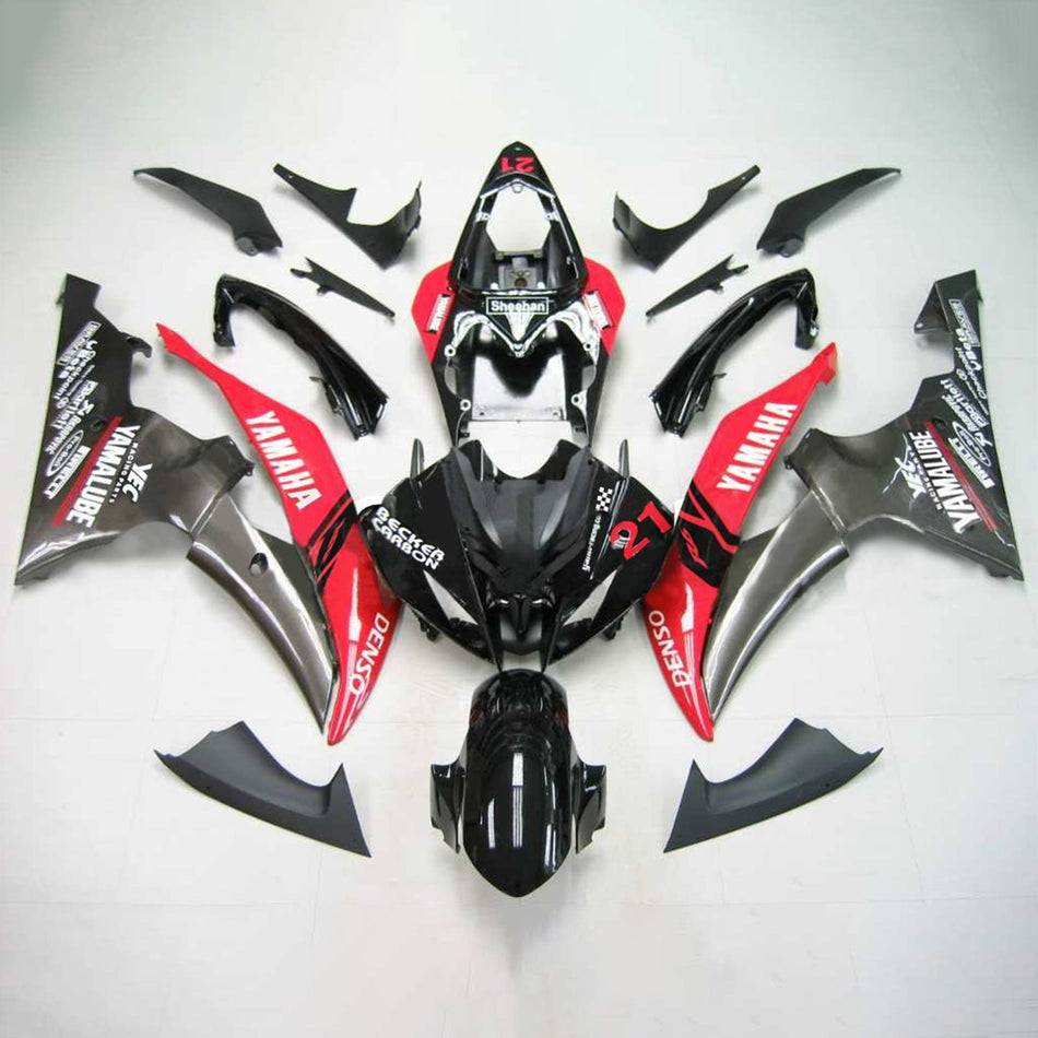 Amotopart Yamaha 2008-2016 YZF 600 R6 Kit de carénage noir rouge