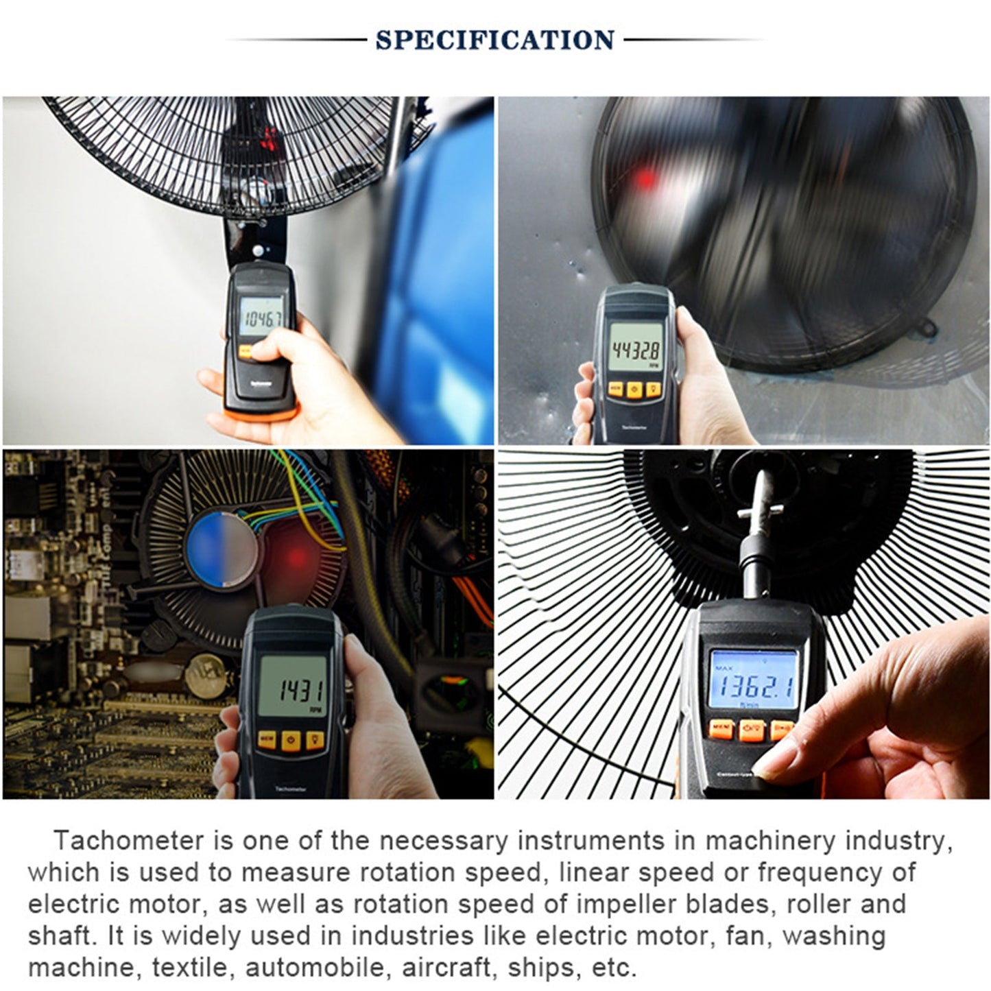 GM8906 Portable Digital Contact Engine Tachymeter LCD Tachymètre Tach RPM Tester