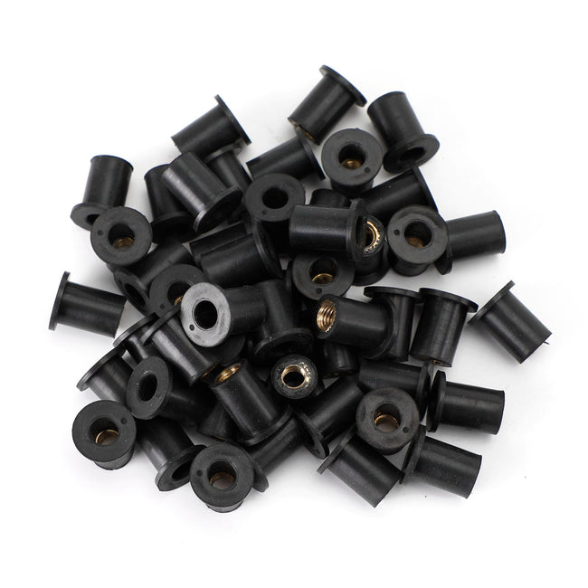 50 Stück M5-Gummi-Nutmuttern für Windschutzscheibe und Verkleidung, 5-mm-Nutmuttern, passend für 10-mm-Loch