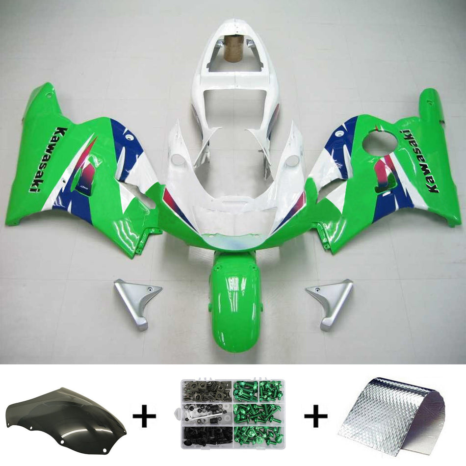 Amotopart Kawasaki ZXR400 1992-1996 Kit Carénage Blanc Vert