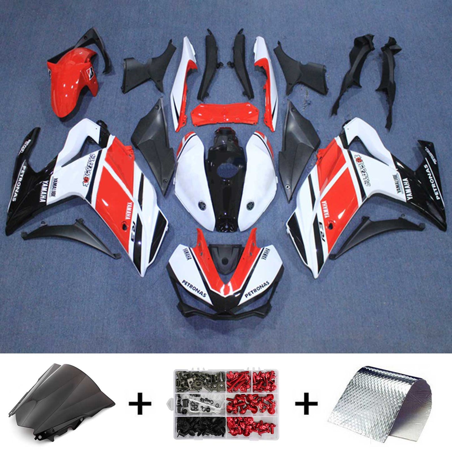 Amotopart-Verkaufskit Yamaha 2014-2018 YZF R3 & 2015-2017 YZF R25 Red White Fearing Kit