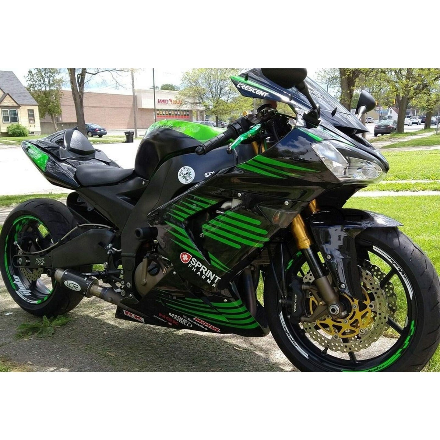 Amotopart Kawasaki 2004-2005 ZX10R Green Mix Schwarzer Verkleidung Kit