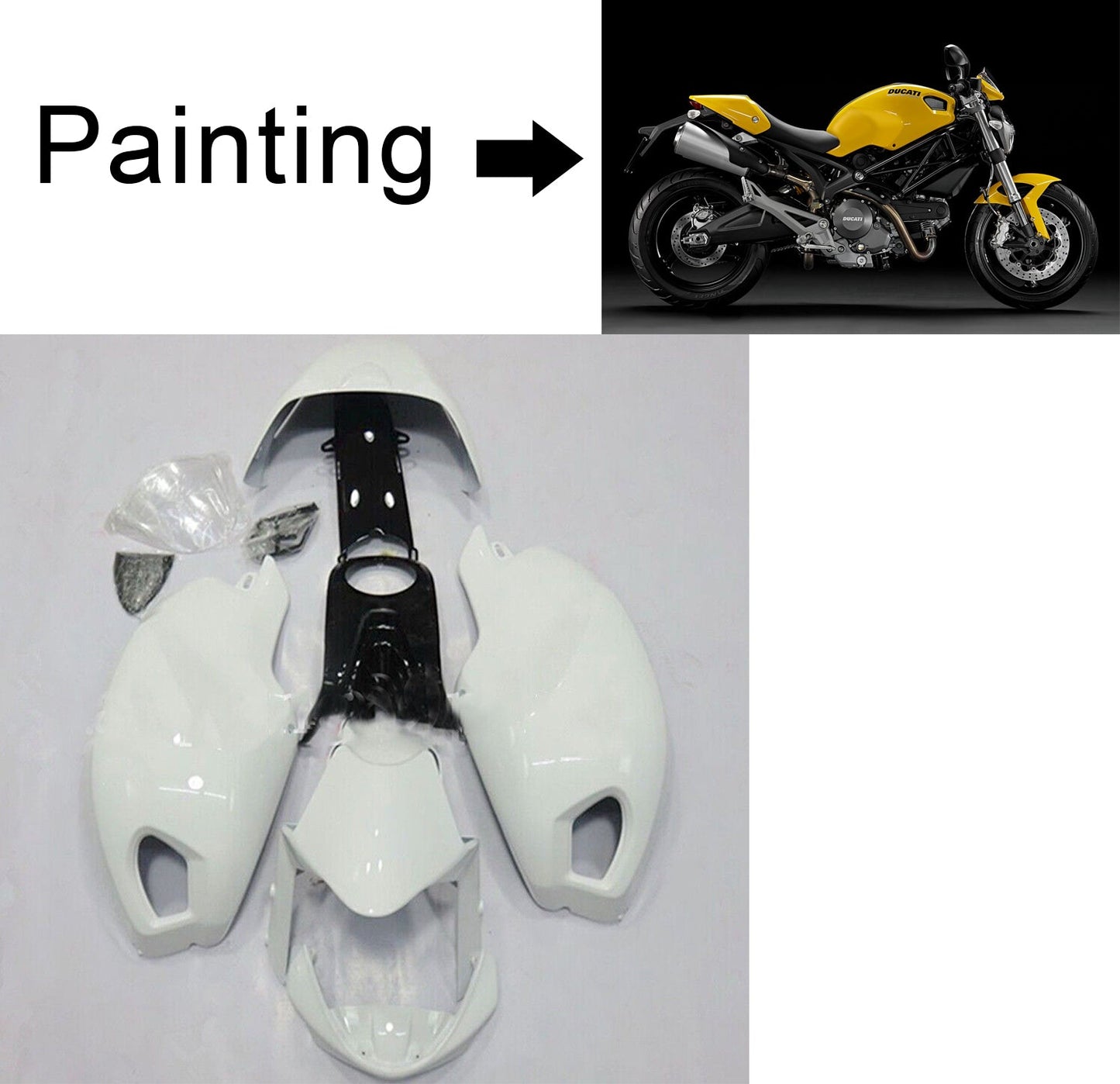 Amotopart Ducati Monster 696 796 1100 s Evo toutes les années injection vente kit carrosserie