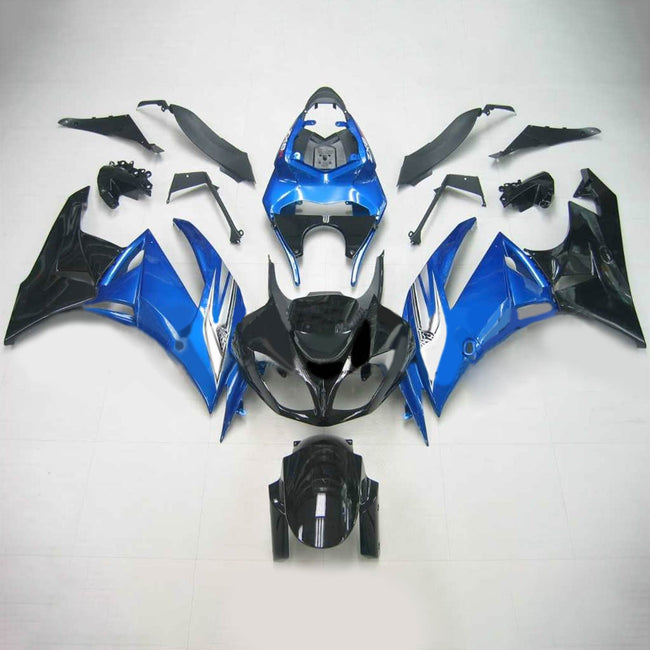 Amotopart Kawasaki 2009-2012 ZX6R 636 Kit de carénage bleu noir