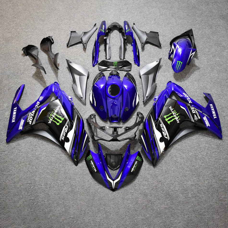 Kit de vente Amotopart Yamaha 2014-2018 YZF R3 &amp; 2015-2017 YZF R25 Kit de carénage à griffes bleu noir