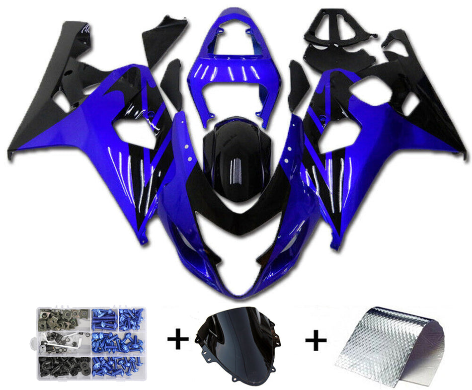 AMOTOPART FAINings Suzuki GSXR600 750 2004-2005 Carénage Bleu Noir Kit de carénage
