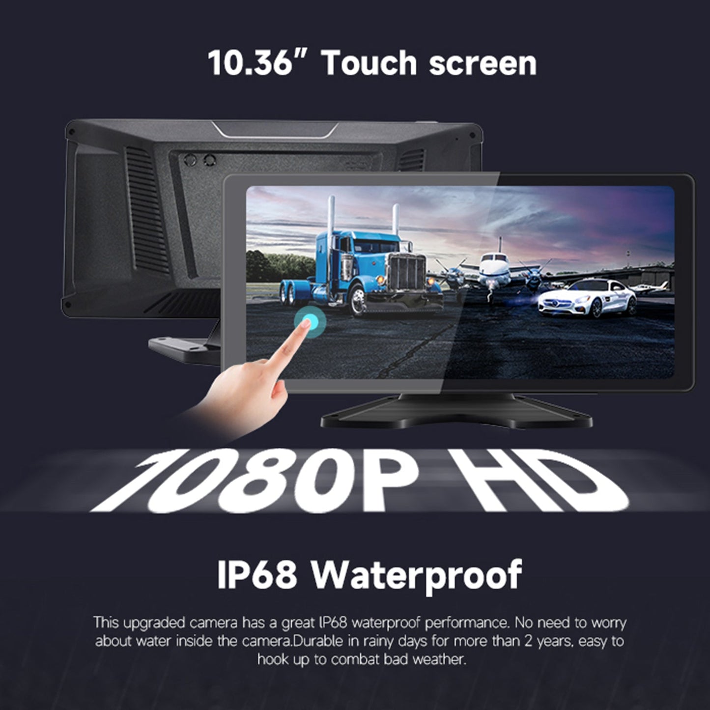 10,36 Zoll 1600 * 720 IPS Quantum Screen Touch für Wohnmobile, LKWs, Busse + 4 Rückfahrkameras