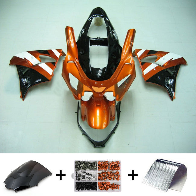 Amotopart Kawasaki 2002-2003 ZX9R Orange Schwarzverkleidungskit