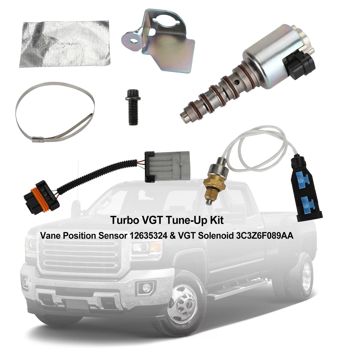 Kit de réglage Turbo VGT - Capteur de position d'aube 12635324 et électrovanne VGT 3C3Z6F089AA