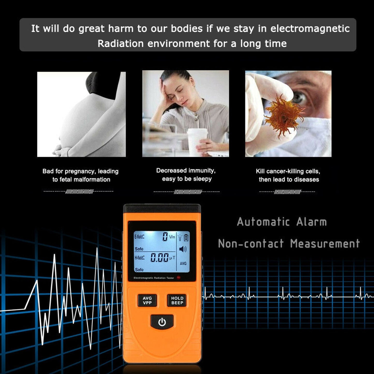 Digitaler LCD-eleKtromagnetfeld-StrahlungsdeteKtor EMF-Meter-Dosimeter-Tester