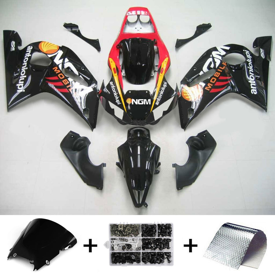 Amotopart Yamaha 1998-2002 YZF 600 R6 Kit de carénage Noir Rouge Jaune