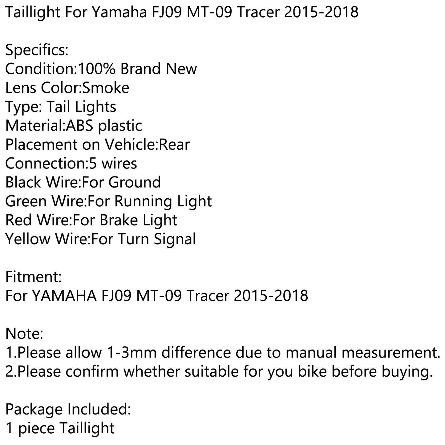 Moto-LED-Bremse Running Rücklicht für Yamaha FJ09 Tracer 900 2015-2018 Rauch