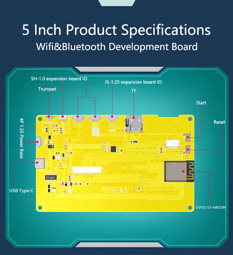 ESP32-S3 Entwicklungsboard 5" 7" LCD kapazitiver Bildschirm Wifi Bluetooth MCU LVGL