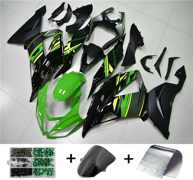 AMOTOPART Warp Injection Plastic Kit Vert Noir avec kit de boulons pour Kawasaki ZX6R 13-18 Generic