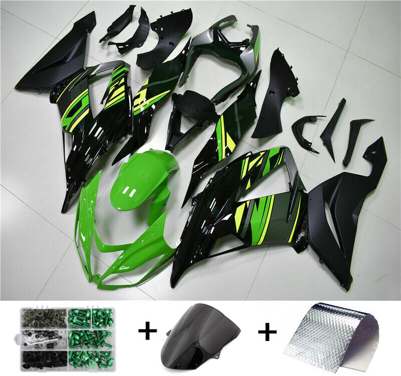 AMOTOPART-Verziehung Injektion Kunststoff Kit Grün Schwarz mit Bolzenkit Passform für Kawasaki ZX6R 13-18 Generic