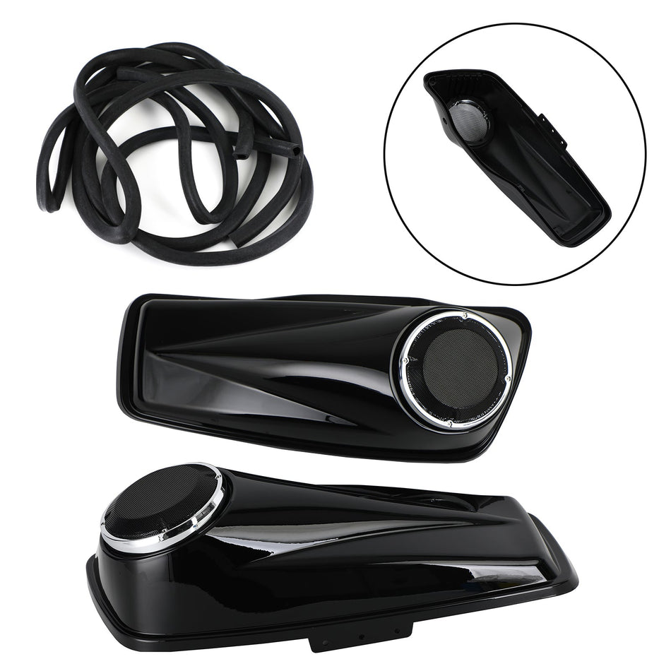 6,5 '' Satteltaschendeckel fit für die Harley Touring Road Street Electra Glide 2014-2021, Black 6.5 "Satteltaschenlautsprecher für Harley Touring Road King Glide 2014-2021, Satteltaschen Triple 6.5" Inch Speaker Deckel für Harley Touring Glide 2014-2021