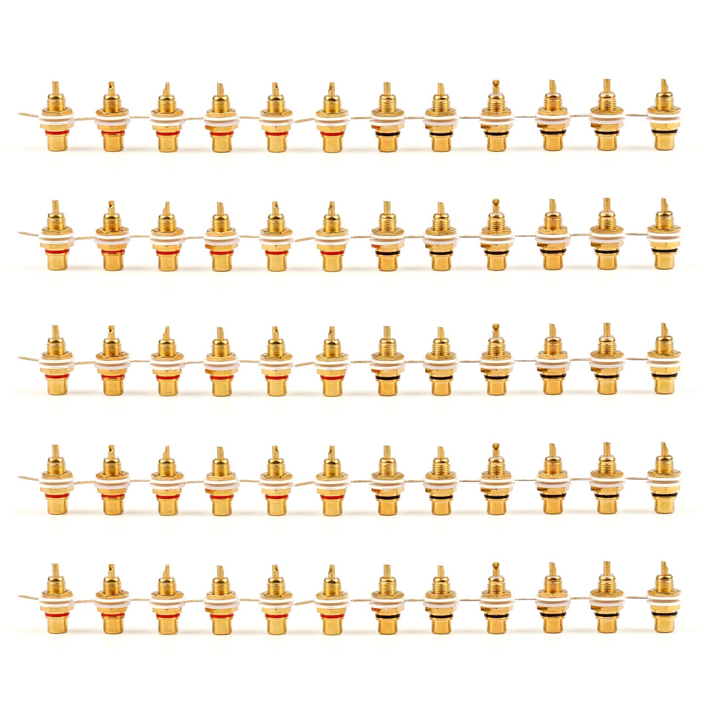 60 Stück Vergoldete Cinch-Buchsen-Einbaubuchse, Gehäusebuchse, Rot, Schwarz