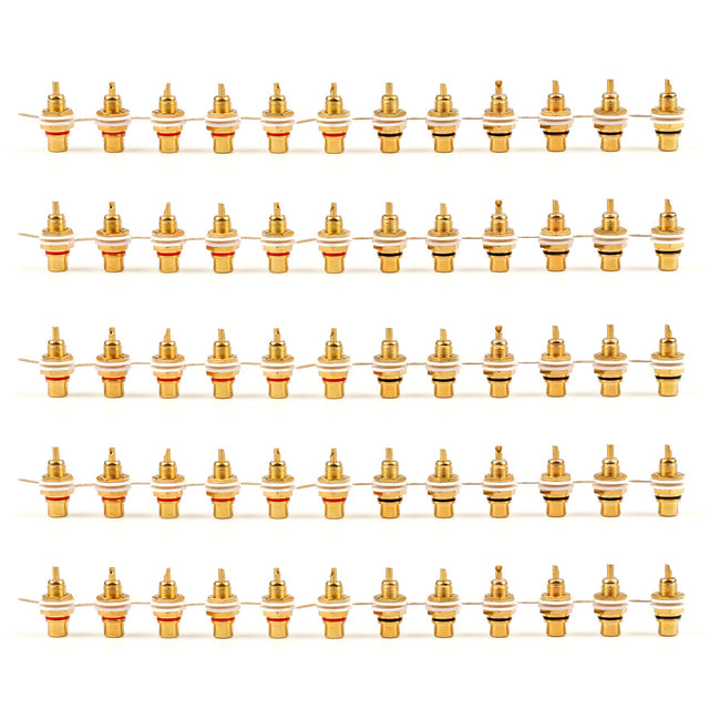 60 Stück Vergoldete Cinch-Buchsen-Einbaubuchse, Gehäusebuchse, Rot, Schwarz