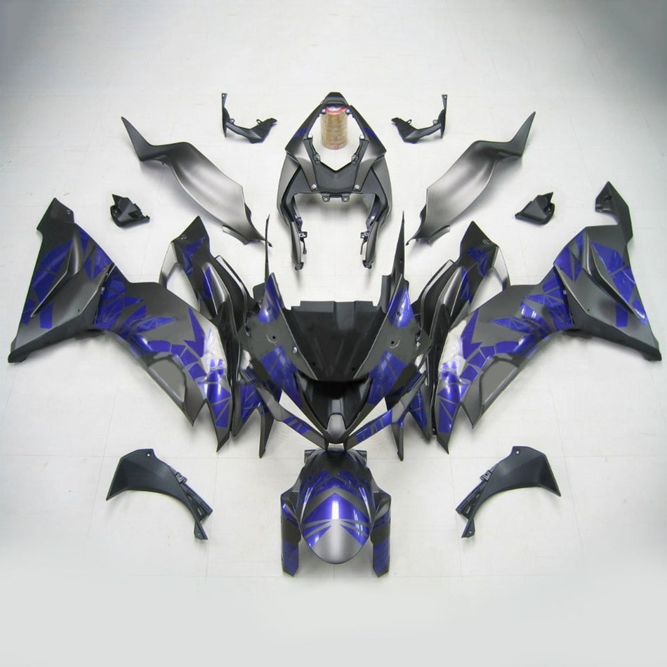 Kit de carénage Amotopart Kawasaki ZX6R 2019-2020 noir mat et bleu