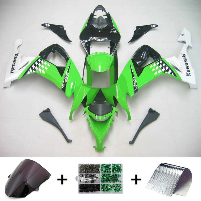 Amotopart Kawasaki ZX10R 2008-2010 Green White Fairing Kit