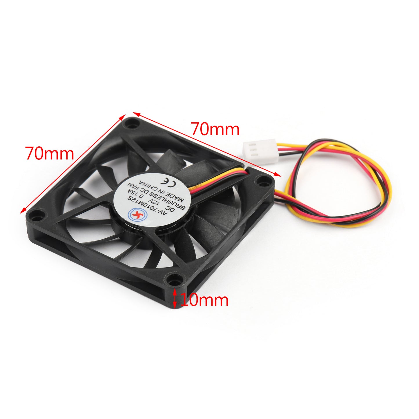 10PCS DC Brushless Refroidissement PC Ordinateur Ventilateur 12V 7010s 70x70x10mm 0.15A 3pin Fil